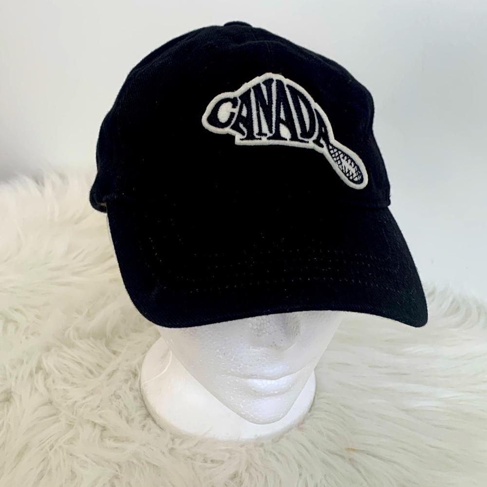 Red Canoe Canadian Black Baseball Cap with Beaver Patch